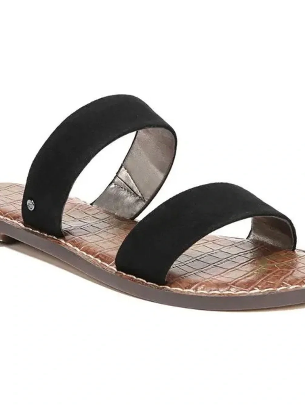 Sam Edelman Black Suede Double-Strap Slide Sandals